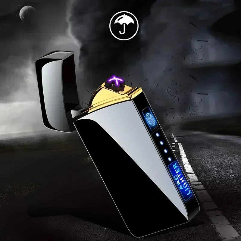 New Electric Lighter, Metal Double Arc Windproof LED Screen Touch Ignition Lighter, USB Charging Portable Lighter, Men's Gift thumbnail 3