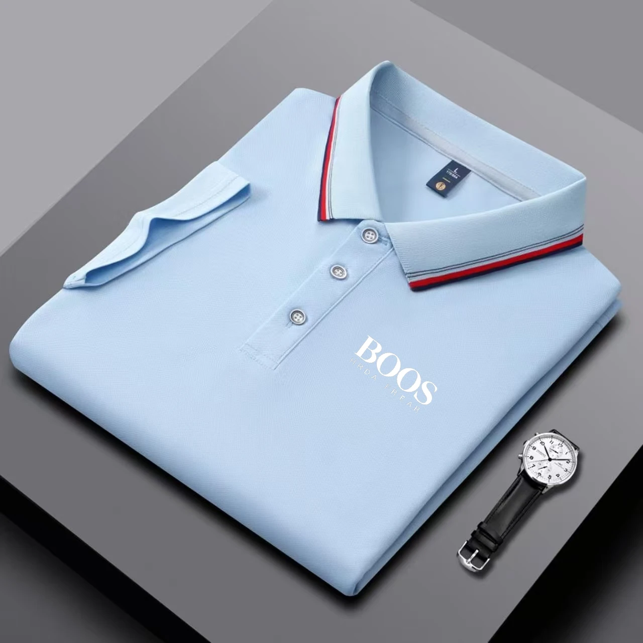 Embroidered New Men's Business Casual Short Sleeved Polo Shirt, Fashionable, Breathable, Comfortable and Versatile Top thumbnail 6