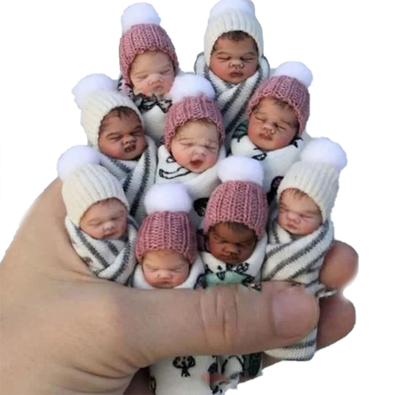 Reborn Baby Dolls 7cm Long Miniature Lovely Sleeping Baby Figurine for Baby Shower Favors Decoration thumbnail 4
