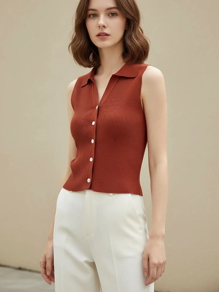 Korean Single Breasted Sleeveless Jumper 2026 Summer Knitted Cardigan for Women Woman Round Neck All Match Cardigans Outwear thumbnail 6