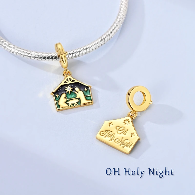 Original Charms 925 Sterling Silver Golden Lucky Star Ballet Shoe Heart Bead Pendant Charms Fit Bracelet Necklace Womens Jewelry thumbnail 2
