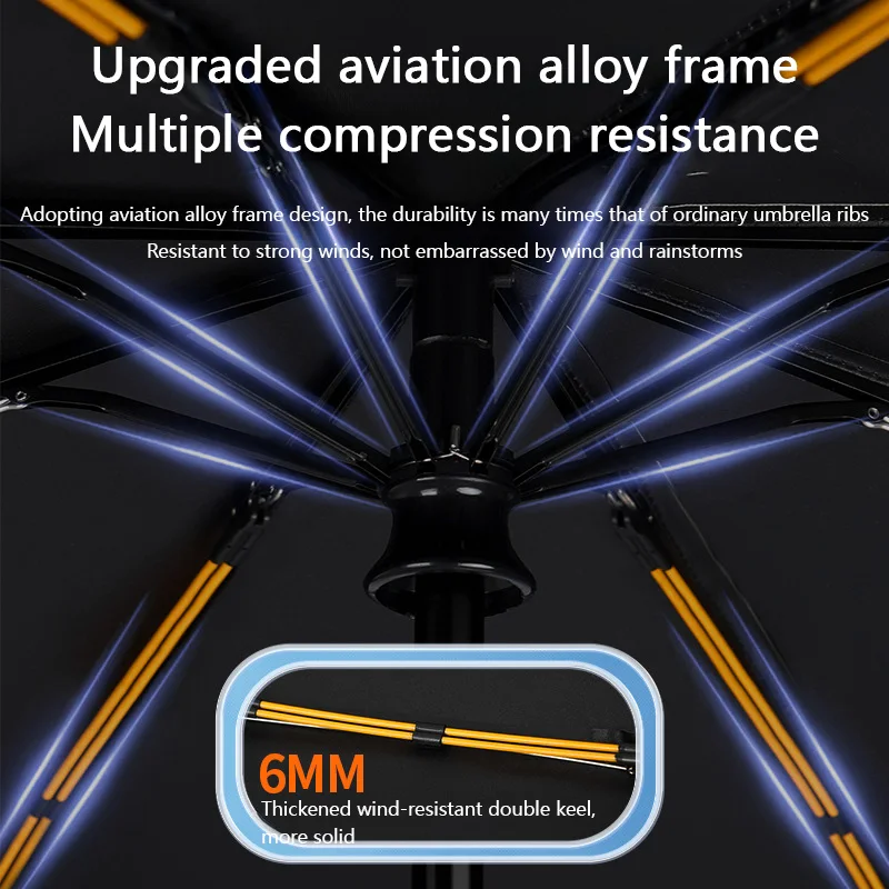 New Automatic Umbrella 24 Bone Solid Color Automatic Umbrella Light Collapsible Large Size Outdoor Sunshade Uv Protection thumbnail 3
