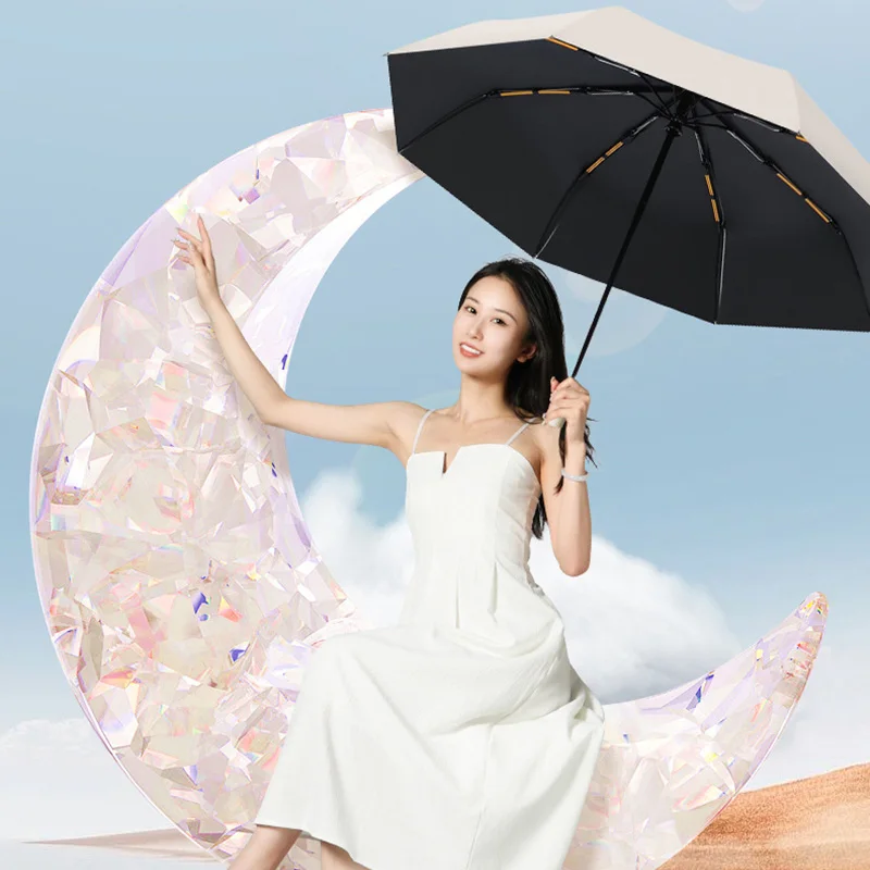New Automatic Umbrella 24 Bone Solid Color Automatic Umbrella Light Collapsible Large Size Outdoor Sunshade Uv Protection thumbnail 4