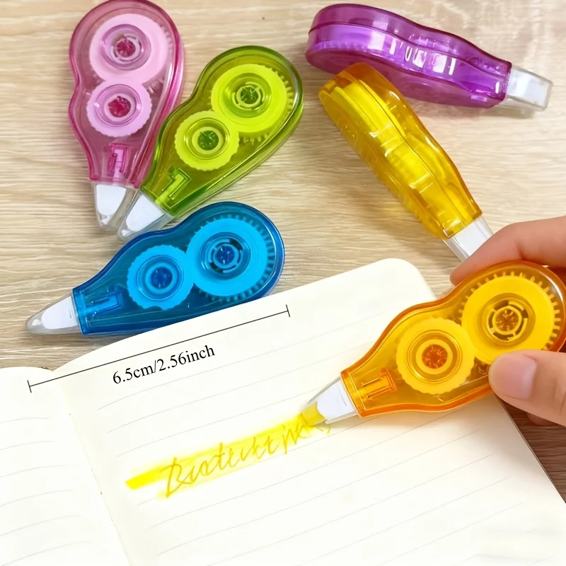 Set of 6 Rainbow Color-Coded Eraser Rollers - Includes Pastel and Neon Correction Tape with 6 Color-Coded Caps, Art Supplies thumbnail 2