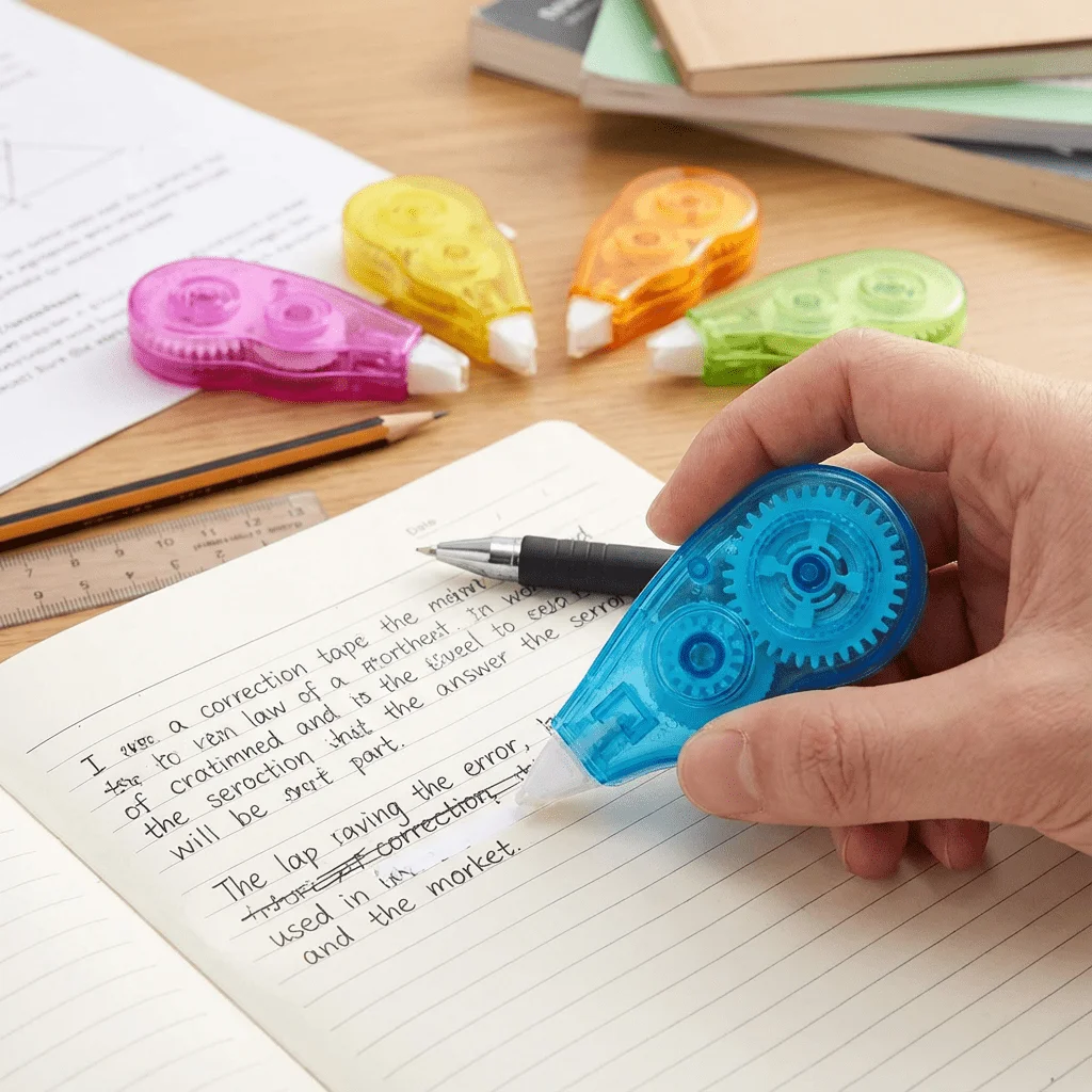 Set of 6 Rainbow Color-Coded Eraser Rollers - Includes Pastel and Neon Correction Tape with 6 Color-Coded Caps, Art Supplies thumbnail 5