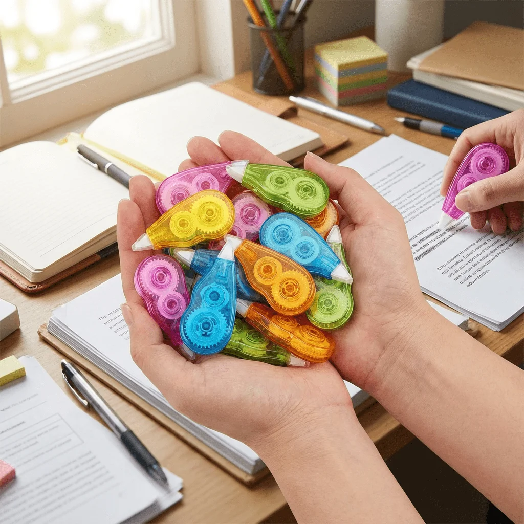 Set of 6 Rainbow Color-Coded Eraser Rollers - Includes Pastel and Neon Correction Tape with 6 Color-Coded Caps, Art Supplies thumbnail 3
