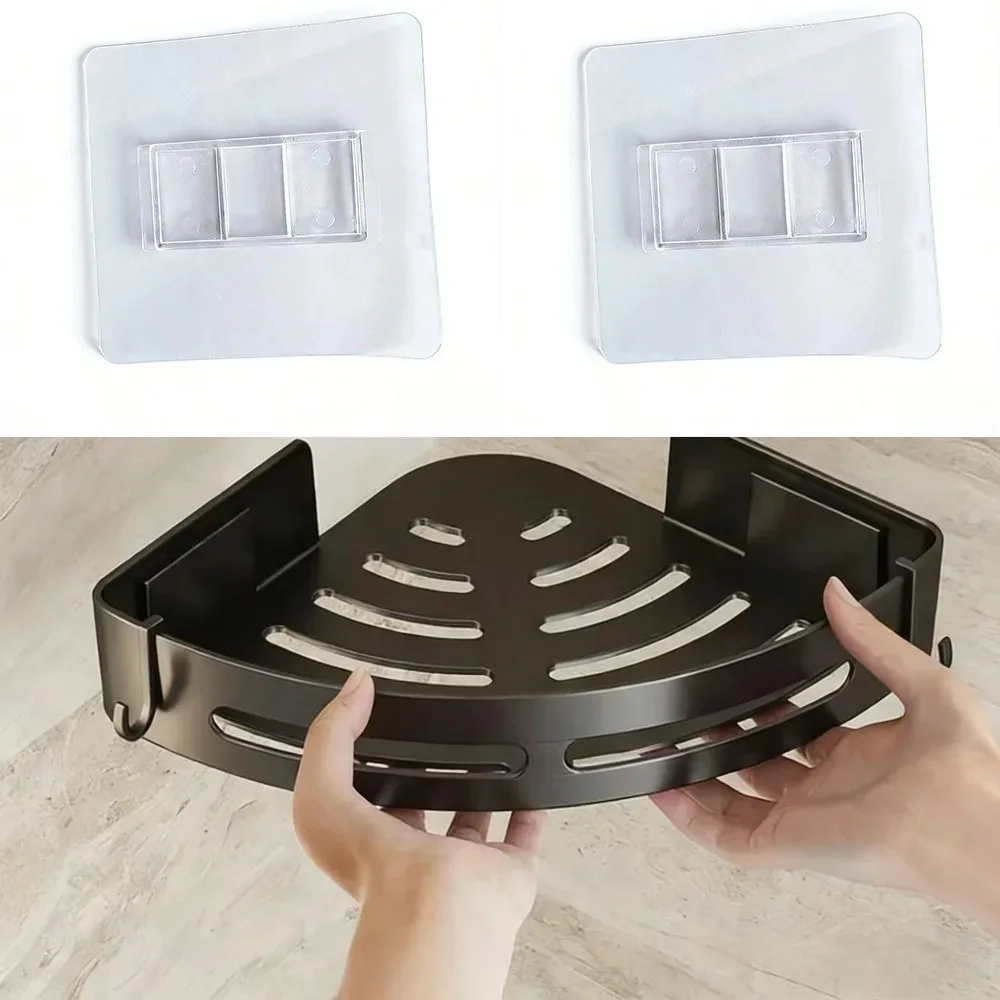 2PCS Nail Free Strong Adhesive No Drill Replacement Stickers Self Adhesive Bathroom Shelf Mounting Brackets Bathroom Accessories thumbnail 2