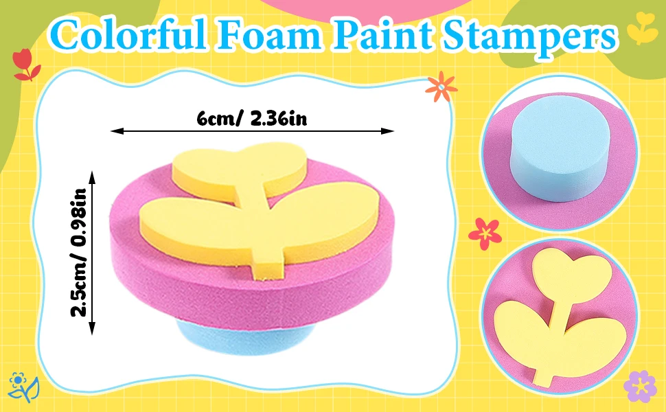 Animal Foam Stamps for Painting, Cute Smile Face Sponge Painting Brushes, DIY Art Craft Drawing Tools for Kids,Educational Toys thumbnail 3