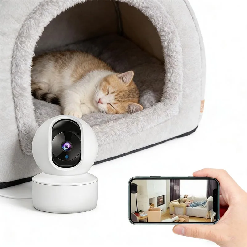 Pet Dog Cat Camera with Phone App 5G 2.4GHz WiFi Indoor Security Monitor 360 Pan Tilt Two Way Audio Night Vision Pet Supplies