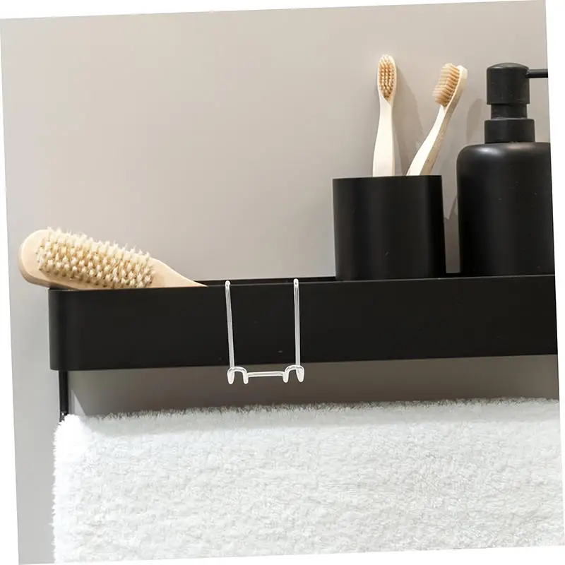 2Pcs No-Drill Stainless Steel Razor Holder Hooks Bathroom Shelf Accessory Hooks For Corner Shelves Shaving Tool Organizer thumbnail 4