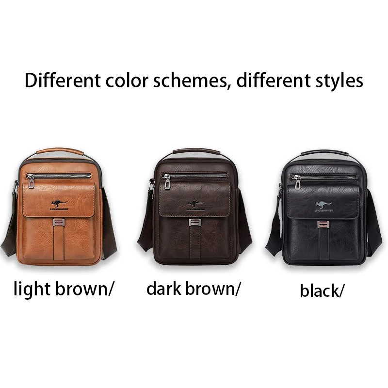 Compact Men's Leather Crossbody Bag, Lightweight Shoulder Bag with Multiple Pockets, Ideal for Travel and Commute Rugged Men's thumbnail 2