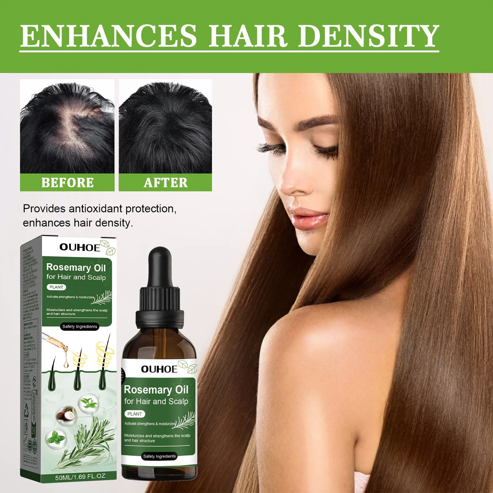 Rosemary Hair Growth Oil Hair Care Thickness Loss Deep Nourishing Scalp Care Strengthen Repair Damaged Oil Control For Men Women thumbnail 6