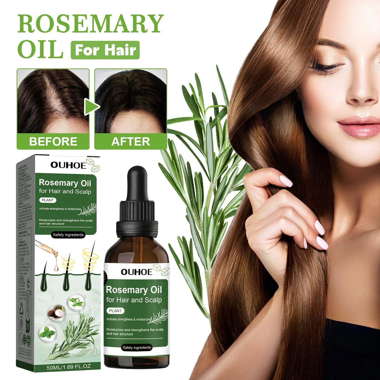 Rosemary Hair Growth Oil Hair Care Thickness Loss Deep Nourishing Scalp Care Strengthen Repair Damaged Oil Control For Men Women thumbnail 2