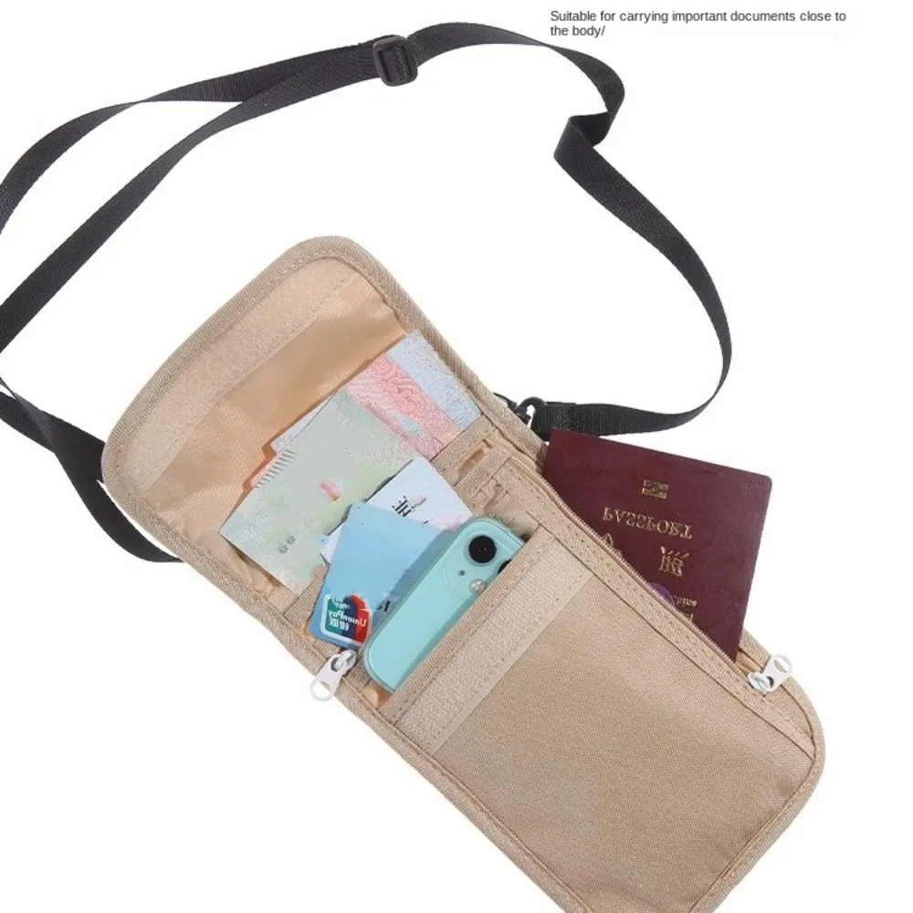 Travel Accessories Travel Wallet Khaki Black Ticket Holder Travel Neck Pouch Zipper Passport Protective Cover Passport Wallet thumbnail 3