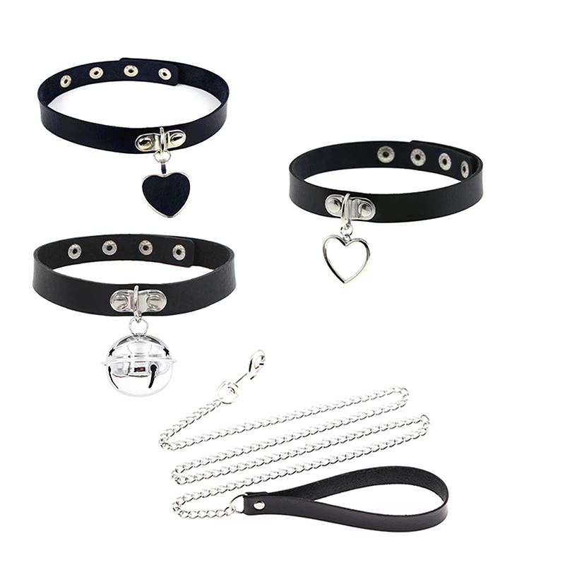 Sexy Leather Heart Necklace Collar Set with Leash for Women BDSM Cosplay Bondage Accessories Couple Role Play Game Props thumbnail 4