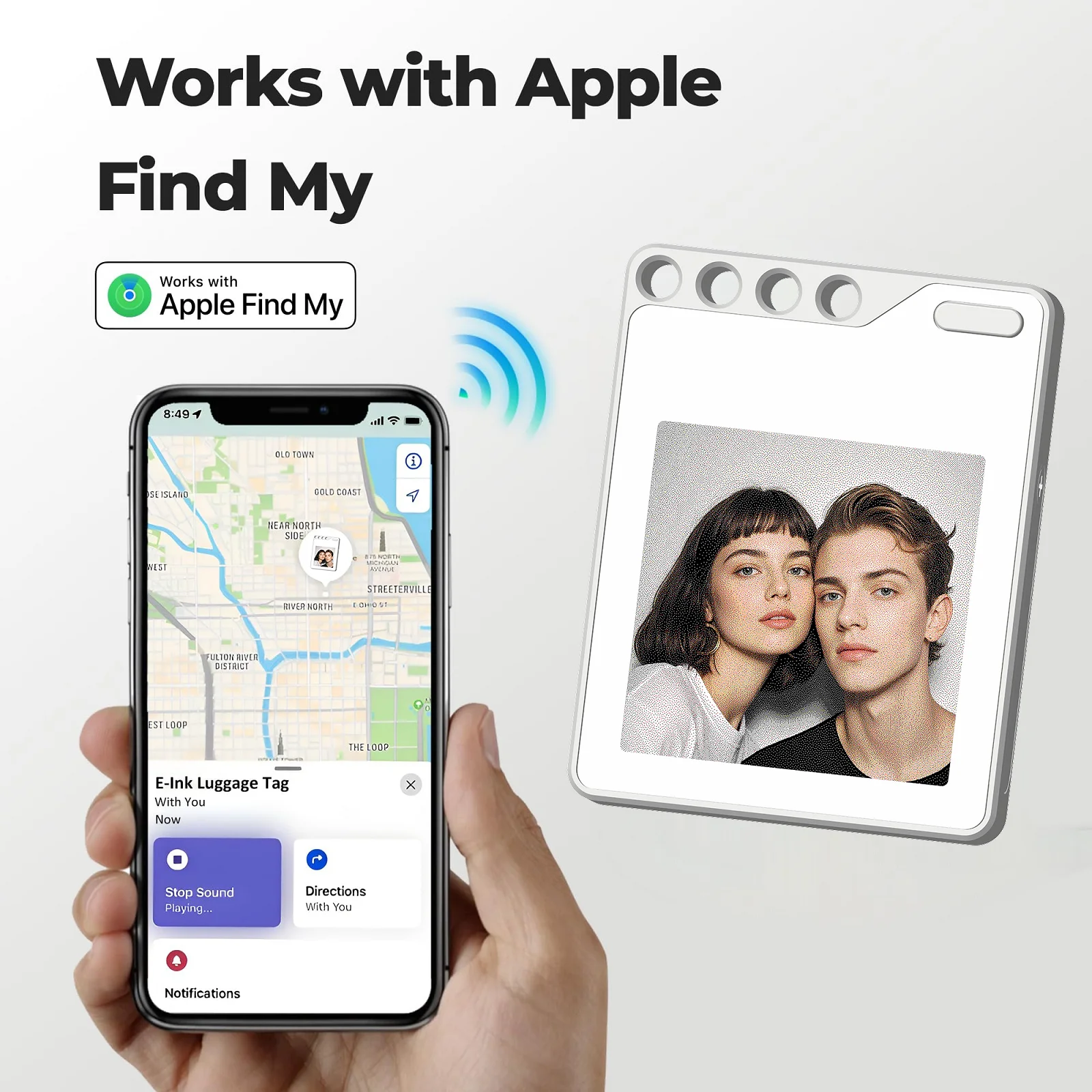 1.54' inch Photo screen projection 4 Color E-ink Display keychain BLE Electronic Badge luggage tag pet locator for Iphone IOS thumbnail 2
