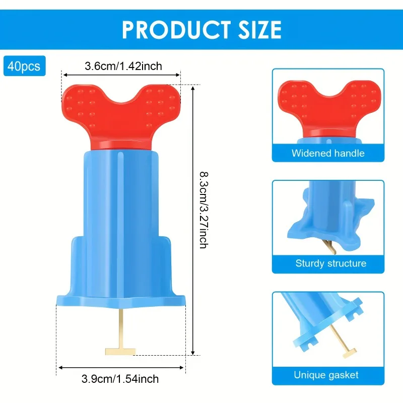 40Pcs New Design Tile Leveling Systeam Leveler Clips Spacers for Fixing Wall Floor Ceramic, Construction Tools, Reusable thumbnail 2