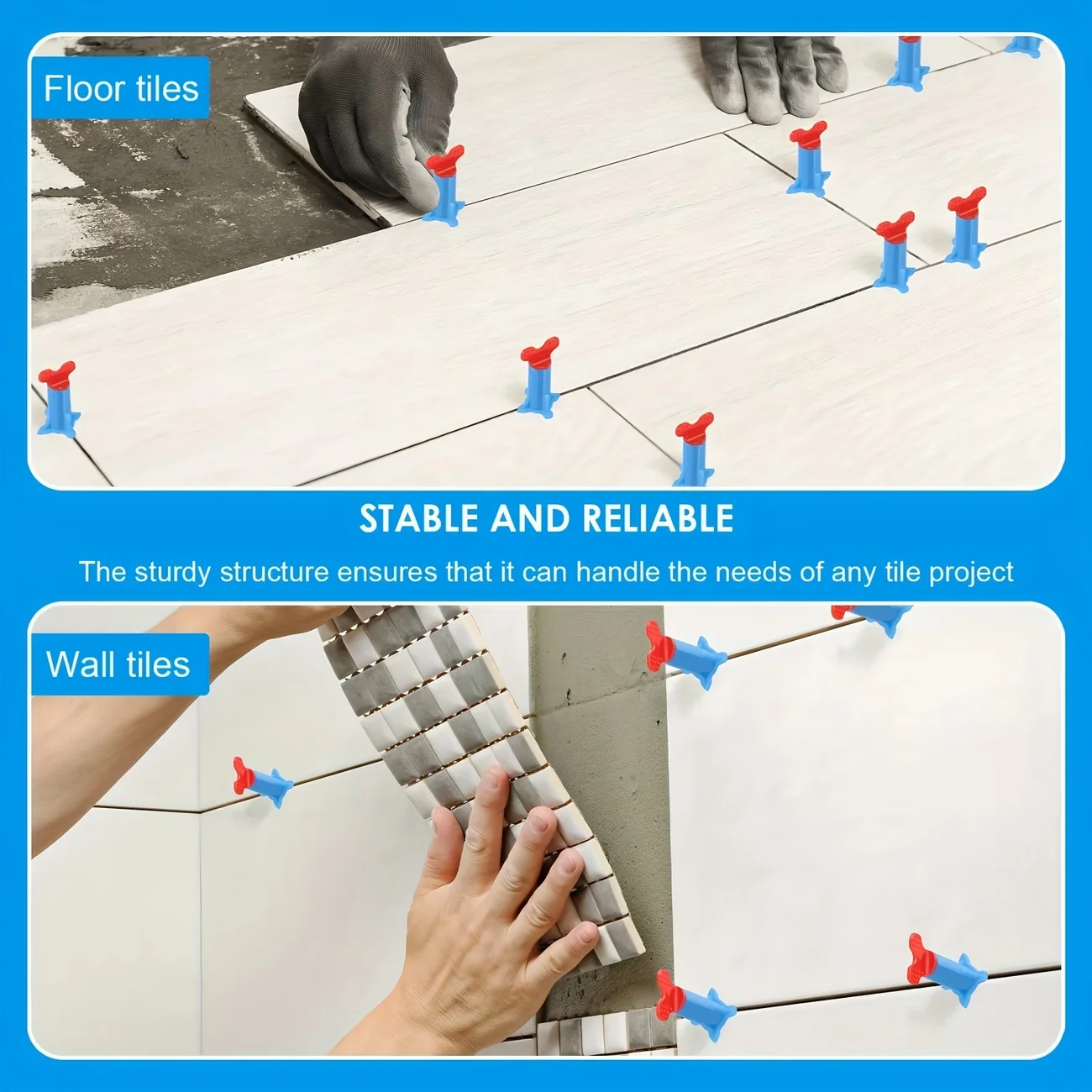 40Pcs New Design Tile Leveling Systeam Leveler Clips Spacers for Fixing Wall Floor Ceramic, Construction Tools, Reusable thumbnail 6