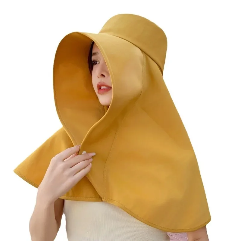 Full Face Sun Protection Hat Outdoor Women Summer Sunshade Visor Big Hat Fishing Hiking Travel Neckprotection Shawl Bucket Hats thumbnail 6