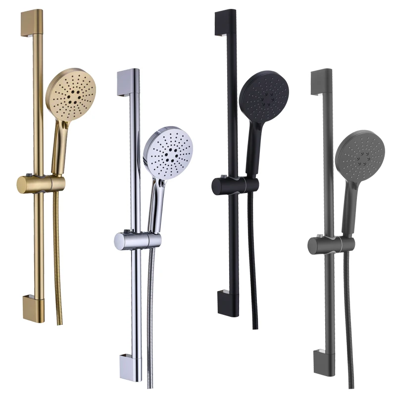 Black/Grey Shower Set Bathroom Accessories Shower Head Wall Mount Slider Adjustable Shower Head Rail Lift Slide Mount thumbnail 6