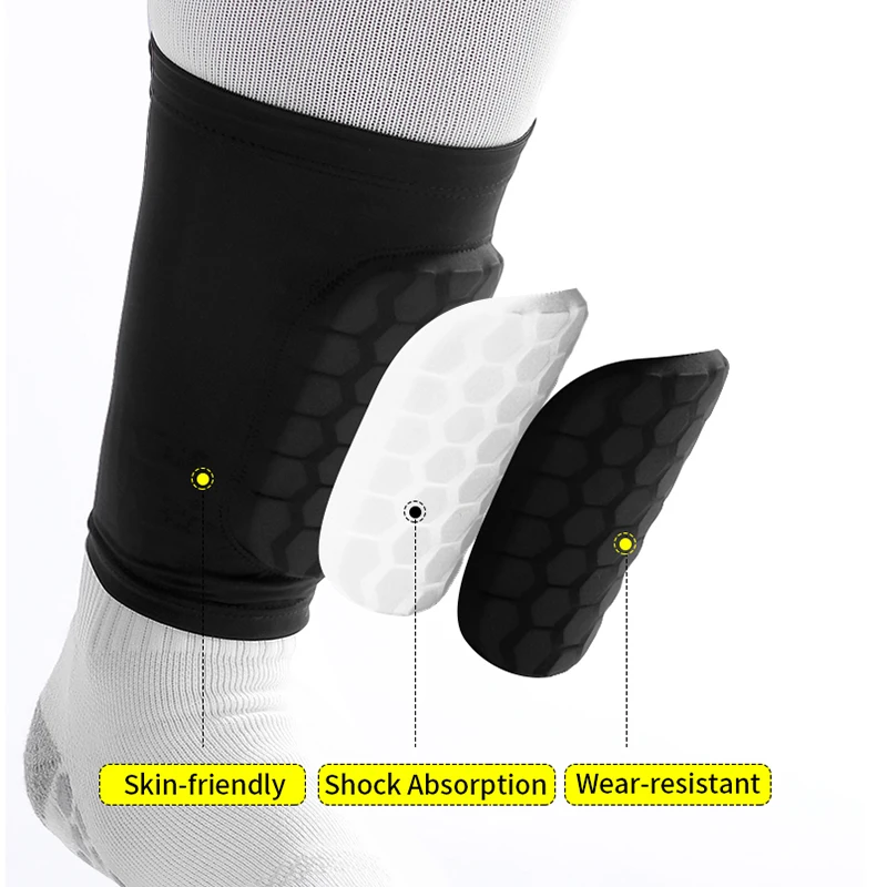 1 Pair / Single Soccer Shin Guards Honeycomb EVA Pads, Non-Slip Breathable Calf Sleeves for Adults & Youth Football Training thumbnail 3