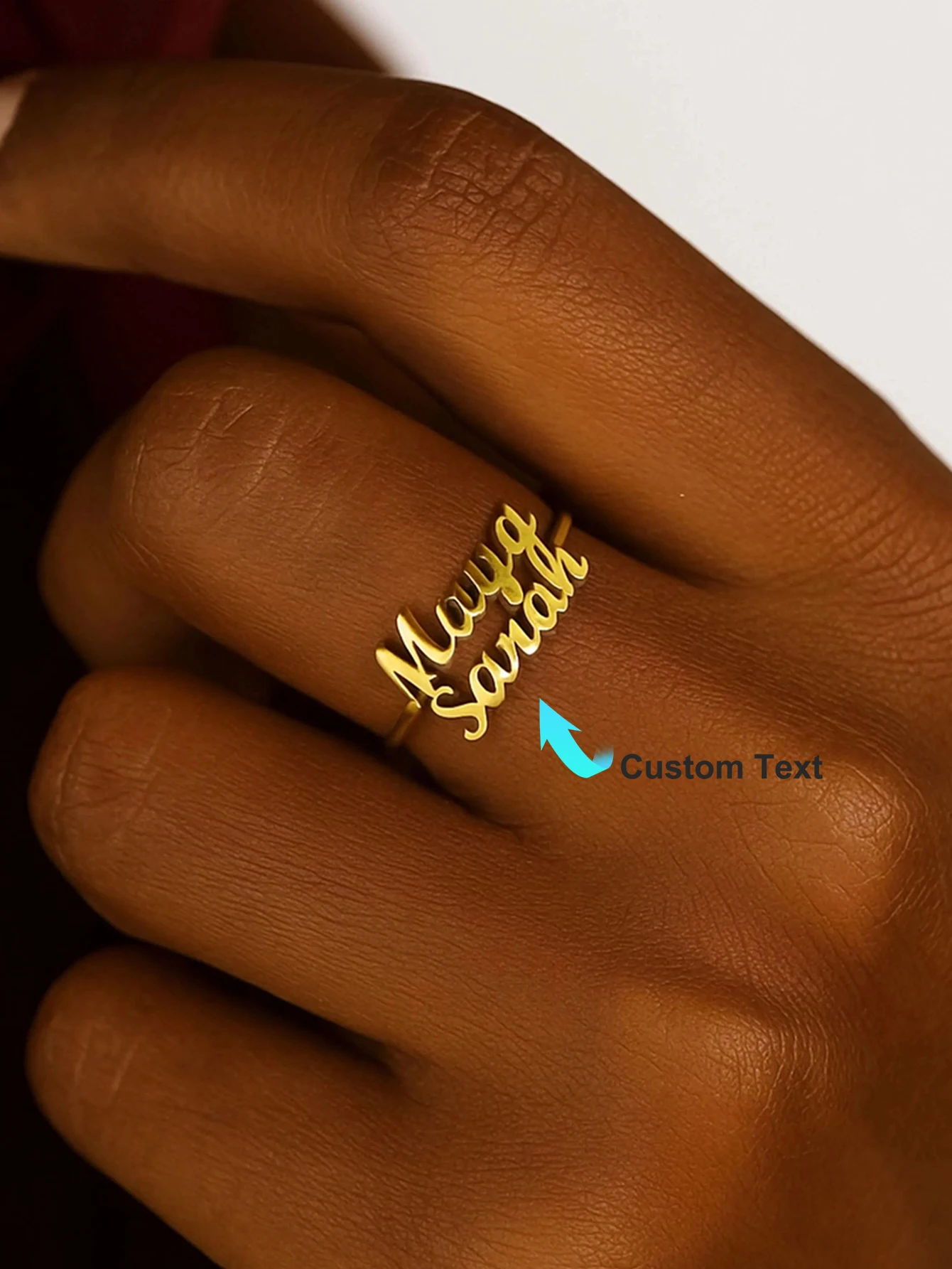 Custom Double Name Rings For Women 18K Gold Plated Stainless Steel Personalized Two Name Ring Wedding Anniversary Birthday Gift thumbnail 5