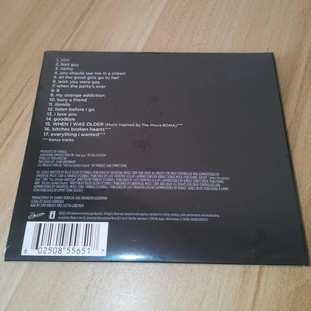 Billie Eilish When We All Fall Asleep CD 17 Tracks Alt Pop ElectroPop Dark Music For Home Car Play Fans Collection Gift In Stock thumbnail 2