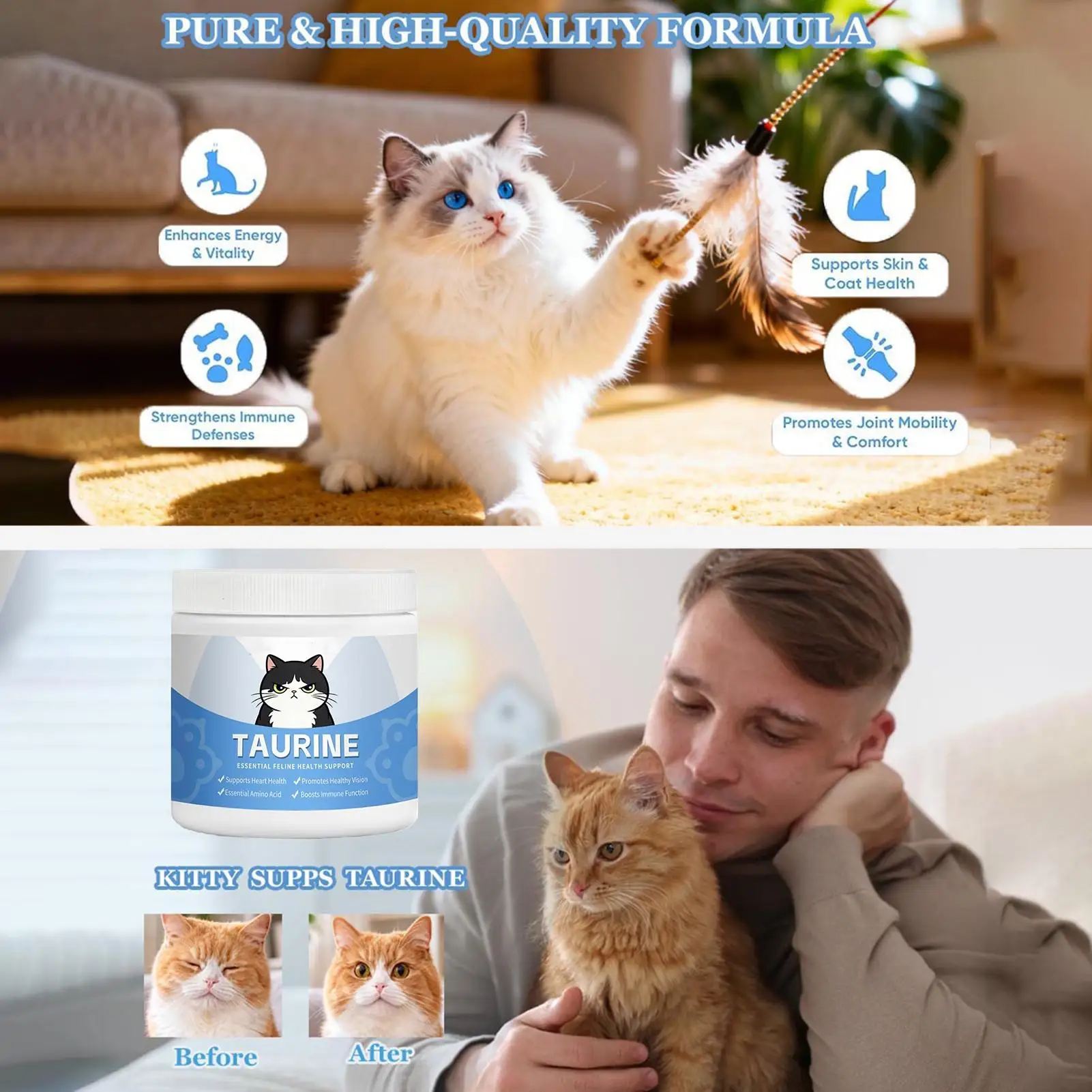 Pet Taurine Powder Maintain Normal Heart Function Protect Visual Function Multivitamin Gentle Formula Cat Nutritional Supplement thumbnail 3