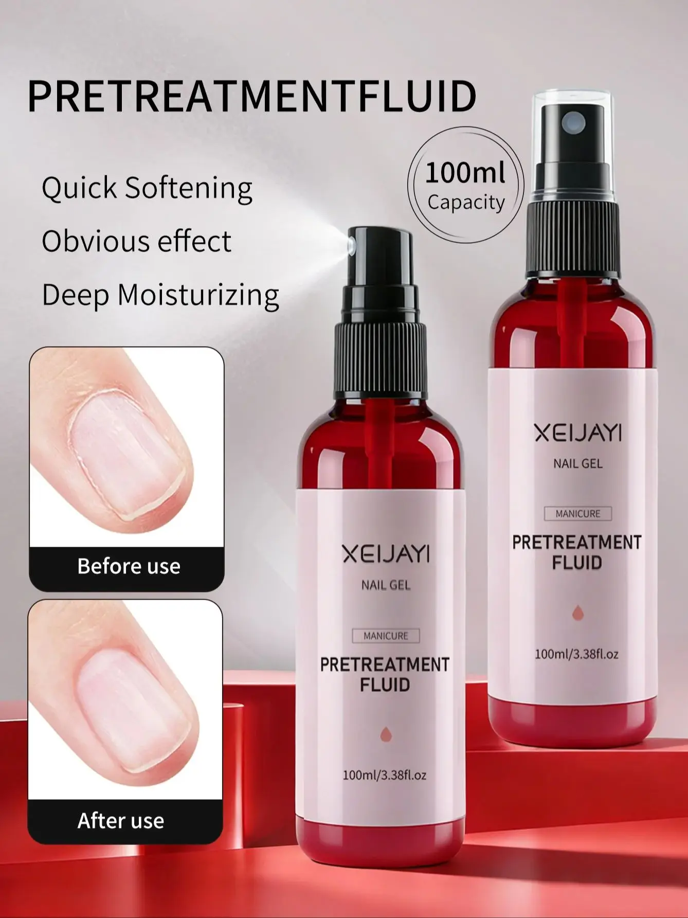 XEIJAYI 100ml 1pc Quick Cuticle Softening & Nail Moisturizing,  Manicure Prep Solution for Before Nail Polish Application