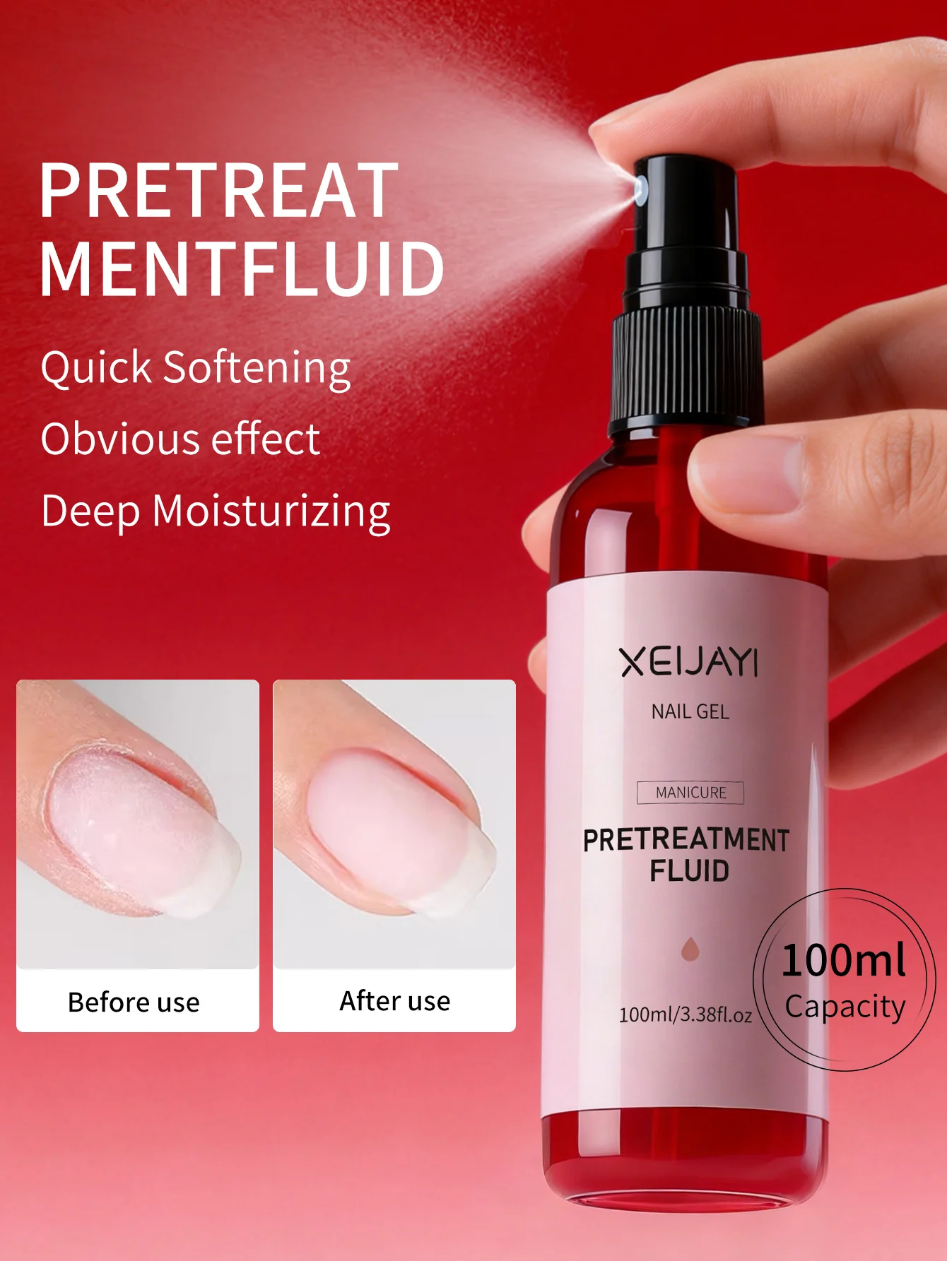 XEIJAYI 100ml 1pc Quick Cuticle Softening & Nail Moisturizing,  Manicure Prep Solution for Before Nail Polish Application thumbnail 3