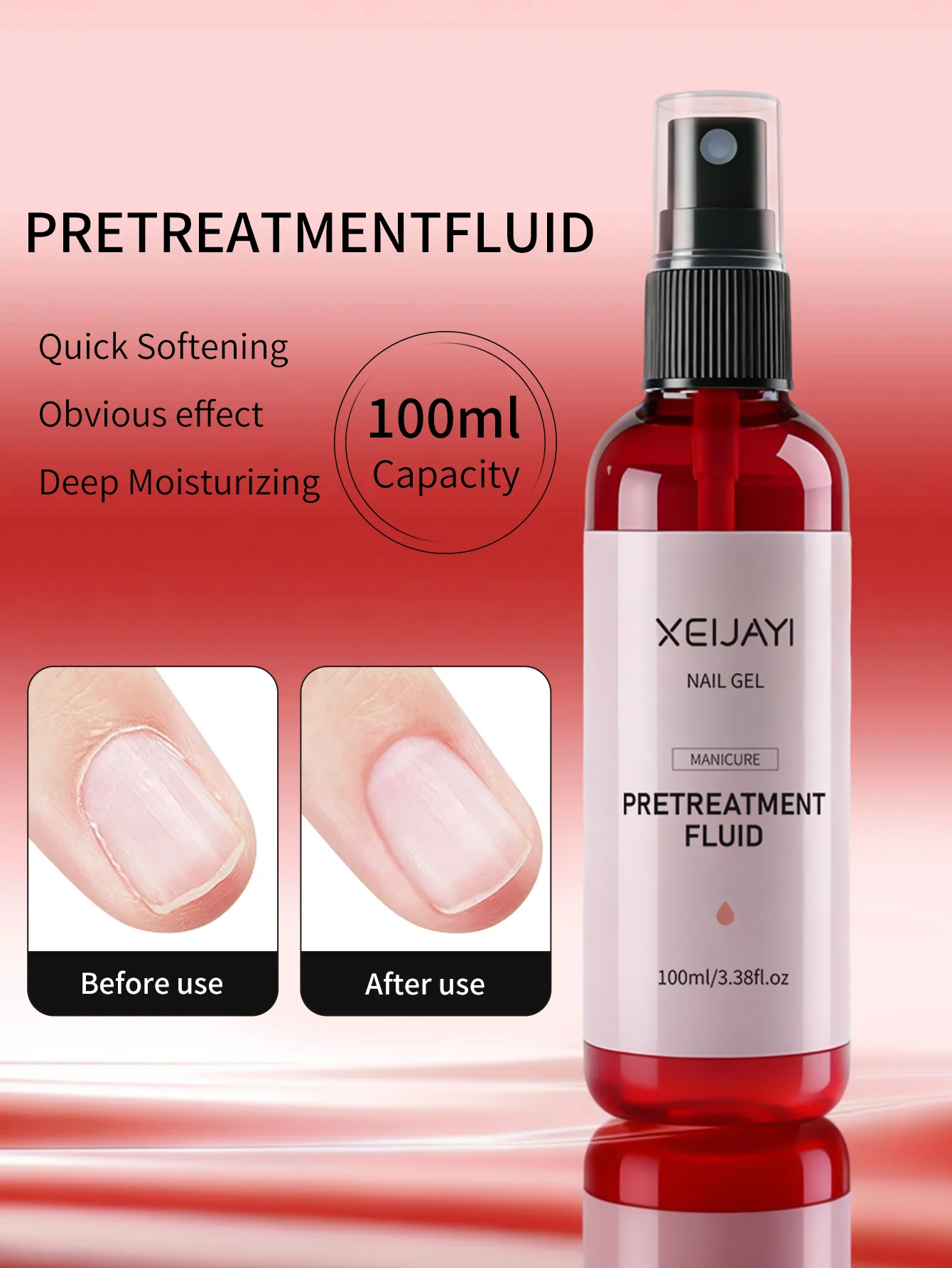XEIJAYI 100ml 1pc Quick Cuticle Softening & Nail Moisturizing,  Manicure Prep Solution for Before Nail Polish Application thumbnail 2