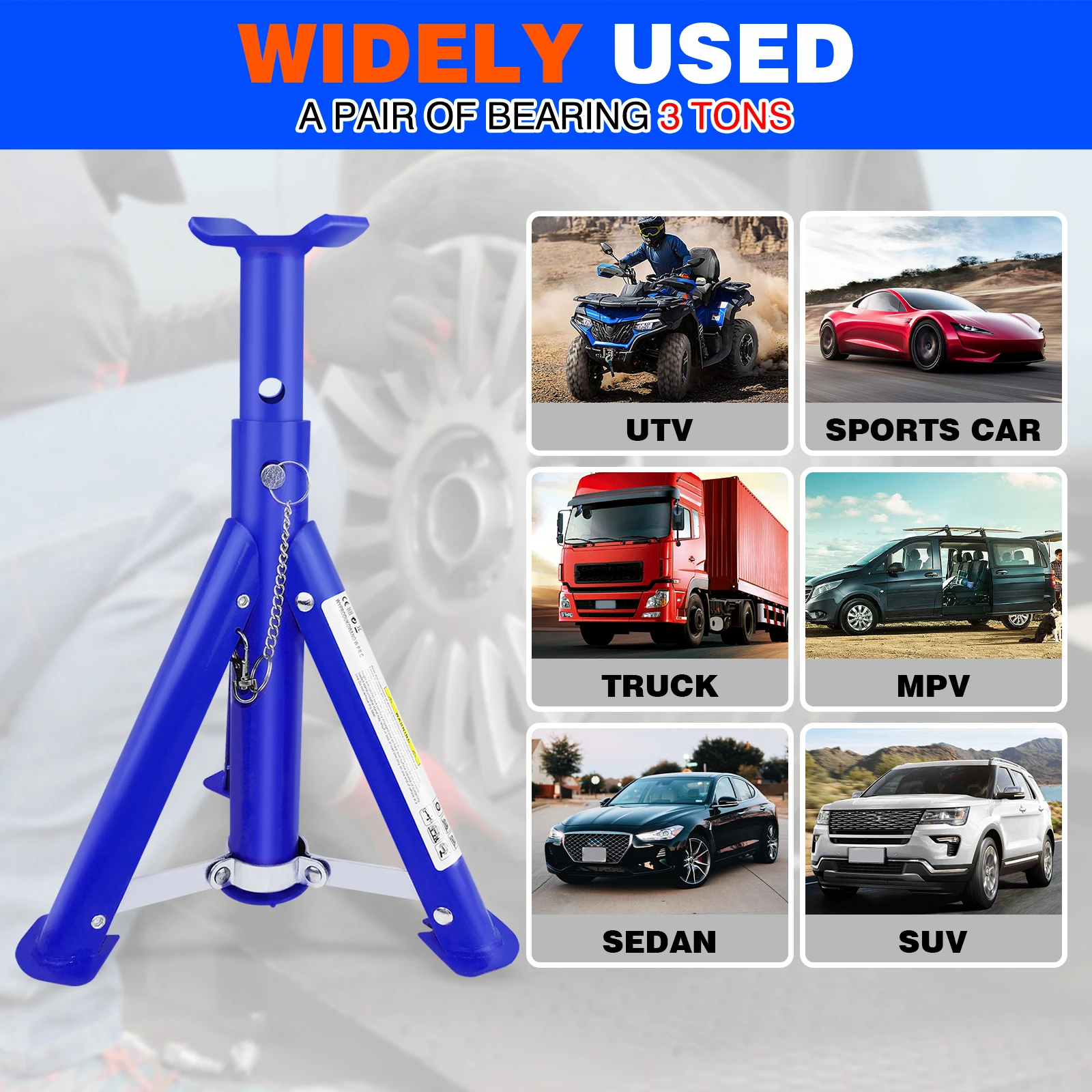 Folding 3 tonne axle standsLifting capacity standsHeavy duty caravan floor jackRepair toolsAutomotive repair dismantling tools thumbnail 4