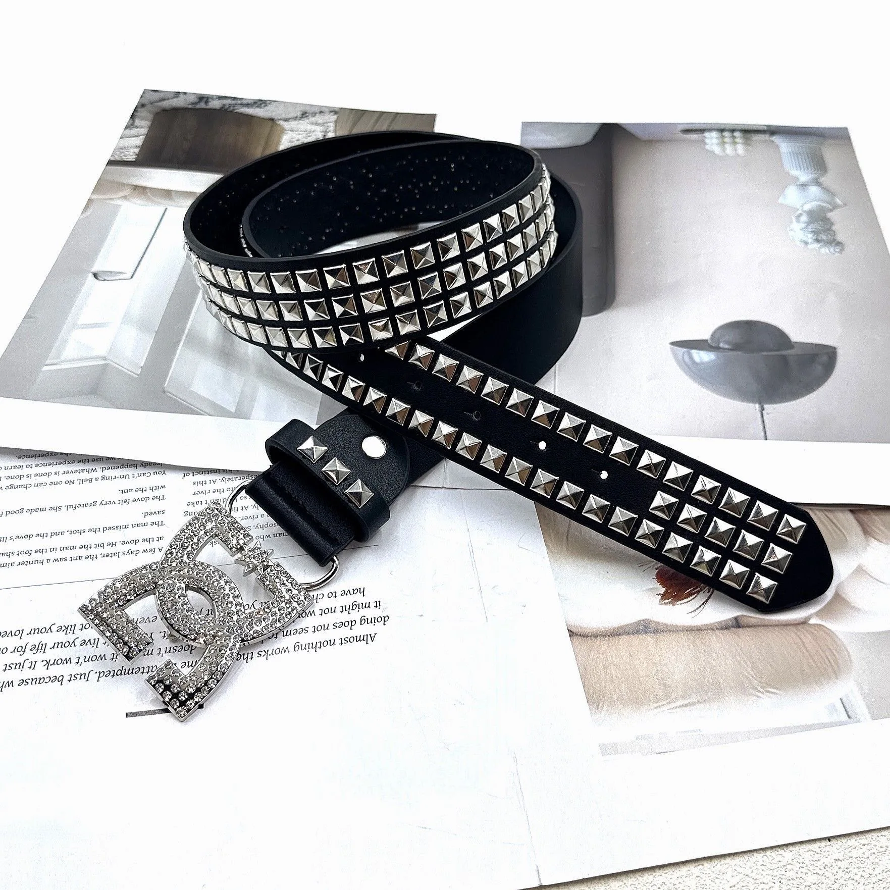Y2K Waist Belt Luxury Women's Rhinestone Punk Belt, Hot Girl Fashion Studded Leather Embellished Decor, Unique Style thumbnail 4