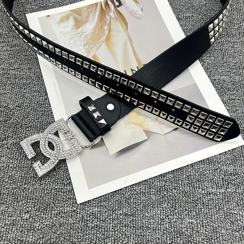 Y2K Waist Belt Luxury Women's Rhinestone Punk Belt, Hot Girl Fashion Studded Leather Embellished Decor, Unique Style thumbnail 3