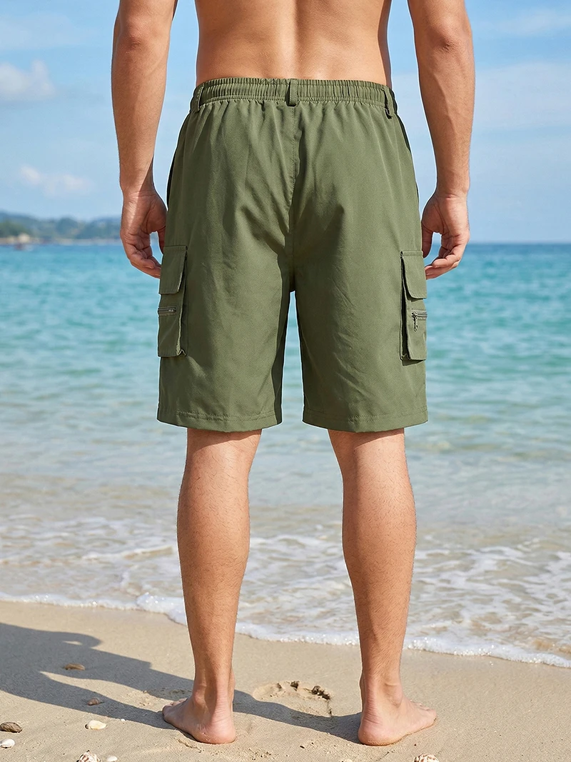 Men's Solid Color Beach Shorts with Multi Pockets Summer Quick Dry Board Shorts Swim Trunks Swimsuit Swimwear Bathing Suit thumbnail 6