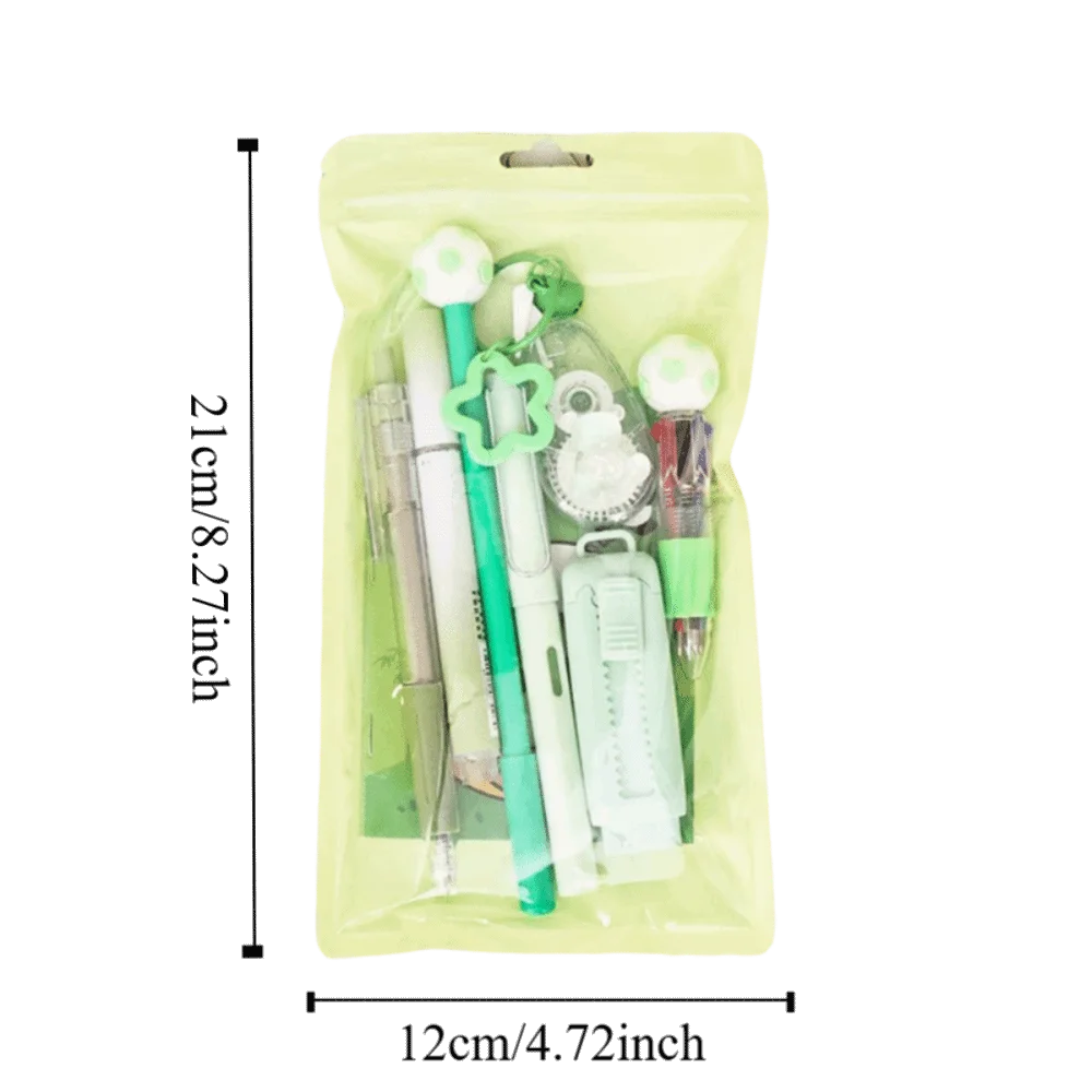 Cartoon School Stationery Set 6 Color Pens Stick Note Student Tools Gift Kit Eraser Large Capacity Learning Gift Box thumbnail 6