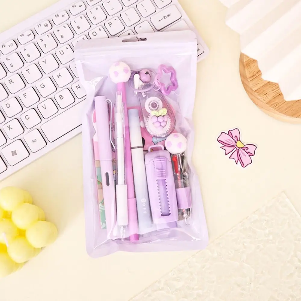 Cartoon School Stationery Set 6 Color Pens Stick Note Student Tools Gift Kit Eraser Large Capacity Learning Gift Box thumbnail 2