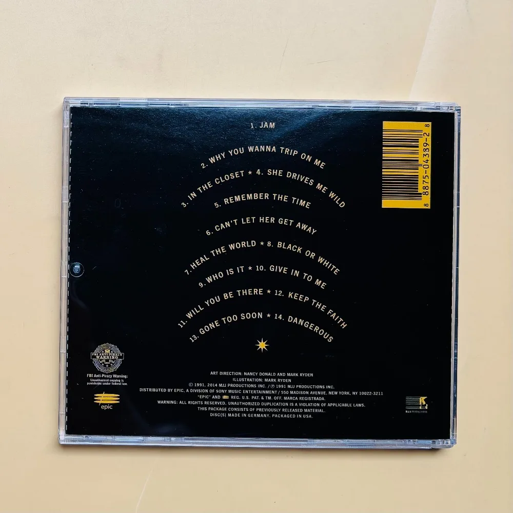 Michael Jackson Dangerous CD Classic Pop R&B Dance Album Legendary Hits For Fans Collection Car Play Gift In Stock thumbnail 2