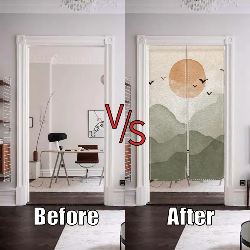 VIKAMA Traditional Japanese Noren Curtain Sun Print Fabric Doorway Drape Room Partition Divider for Kitchen Dining Room Home thumbnail 6