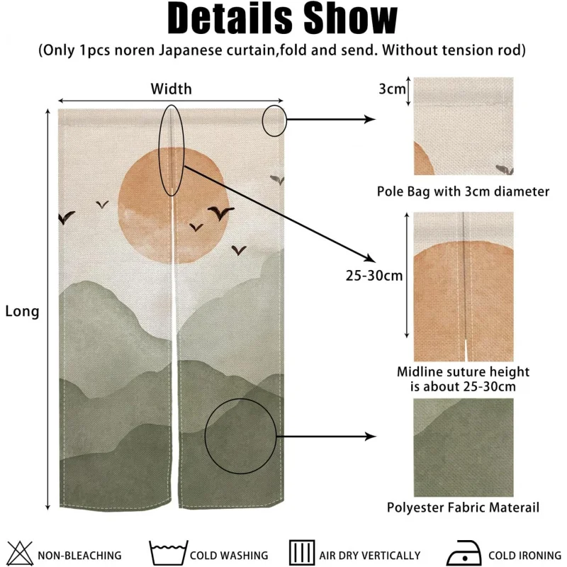VIKAMA Traditional Japanese Noren Curtain Sun Print Fabric Doorway Drape Room Partition Divider for Kitchen Dining Room Home thumbnail 4