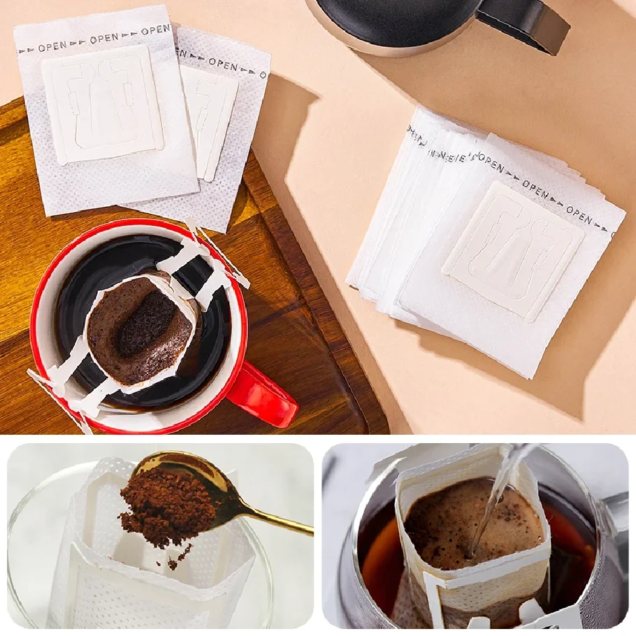 25/50/100 pcs Coffee Filter Bags Disposable Drip Coffee Paper Pack Portable Hanging Ear Espresso Coffee Accessories Tea Tool thumbnail 2