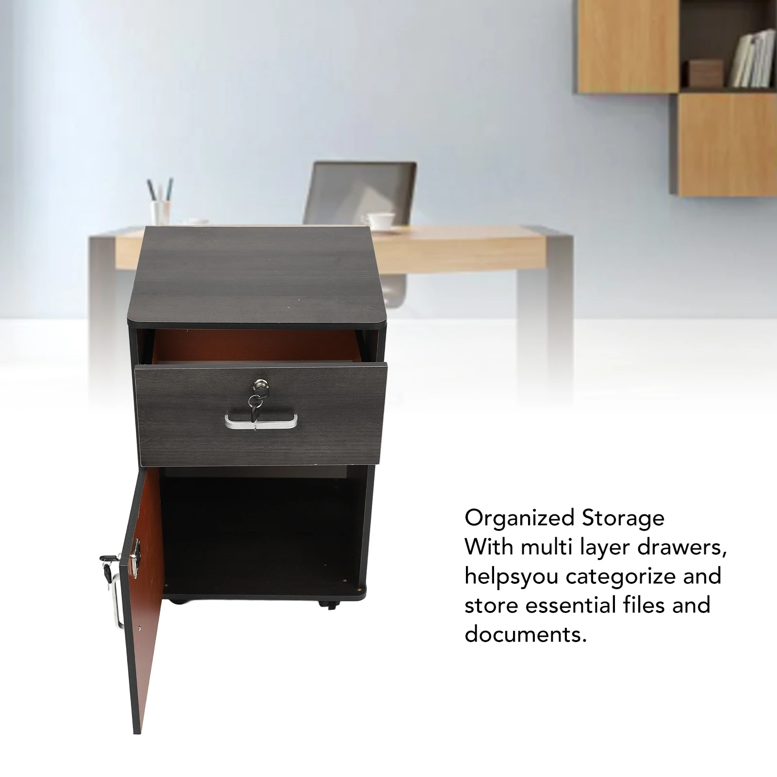 Mobile File Cabinet Under Desk Locking File Cabinet Easy Mobility Stylish Look Enhanced Safety Convenient Storage for Office thumbnail 5