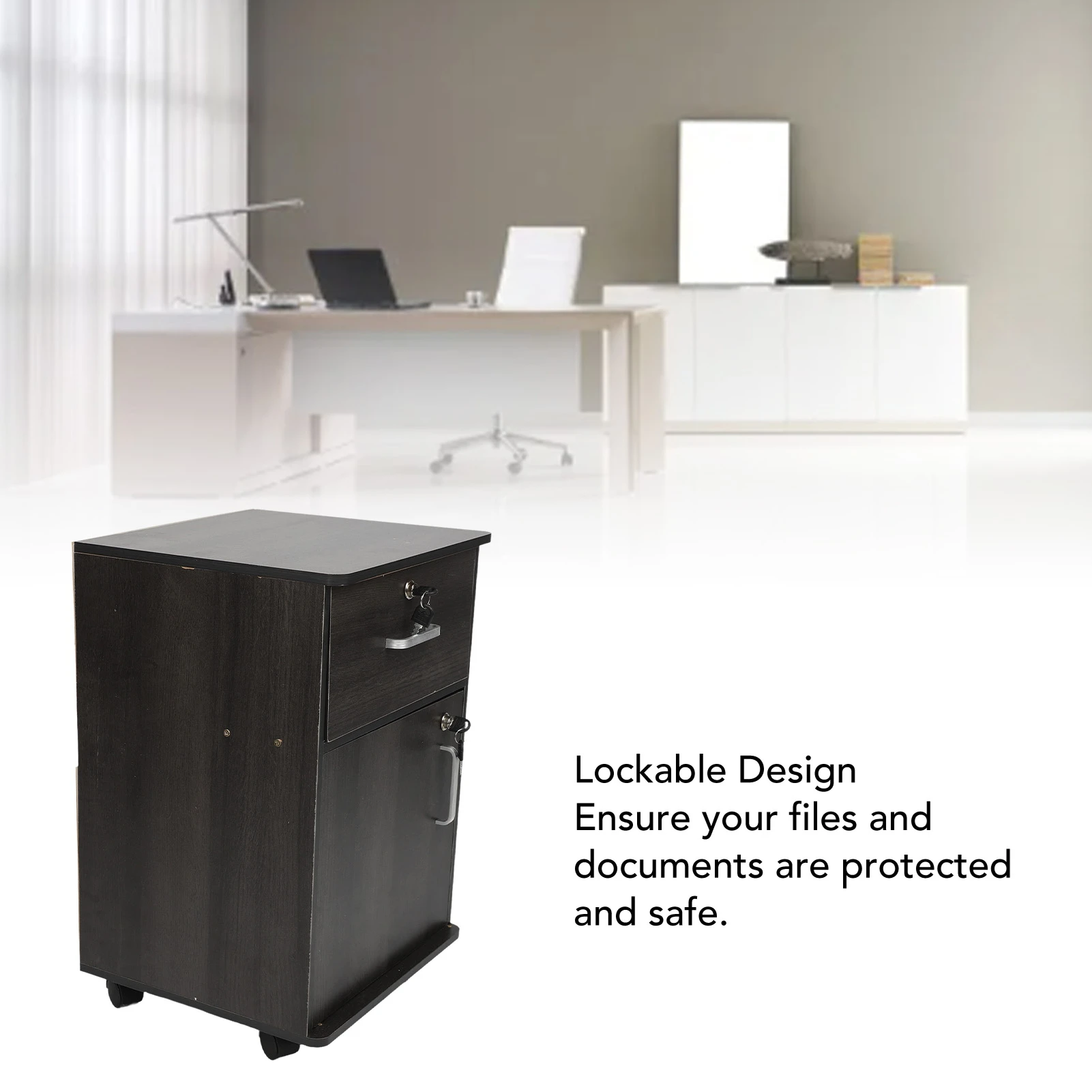 Mobile File Cabinet Under Desk Locking File Cabinet Easy Mobility Stylish Look Enhanced Safety Convenient Storage for Office thumbnail 6