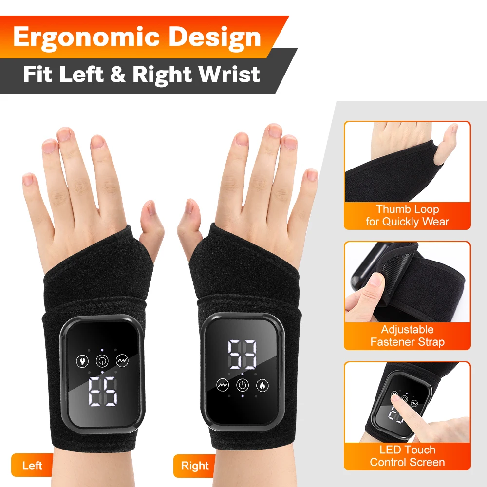 Electric Heating Wrist Massager Wrist Brace Protector Wrap Vibration Massage Relieves Tenosynovitis Carpal Tunnel Fatigue Relief thumbnail 6