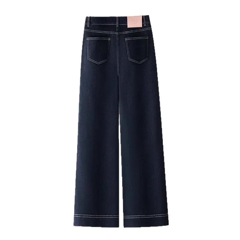 Denim Wide Leg Jeans Women's Spring Autumn Thickened Loose Retro Horse Hoof Pants High Waist Chinese Production Female Garment thumbnail 5