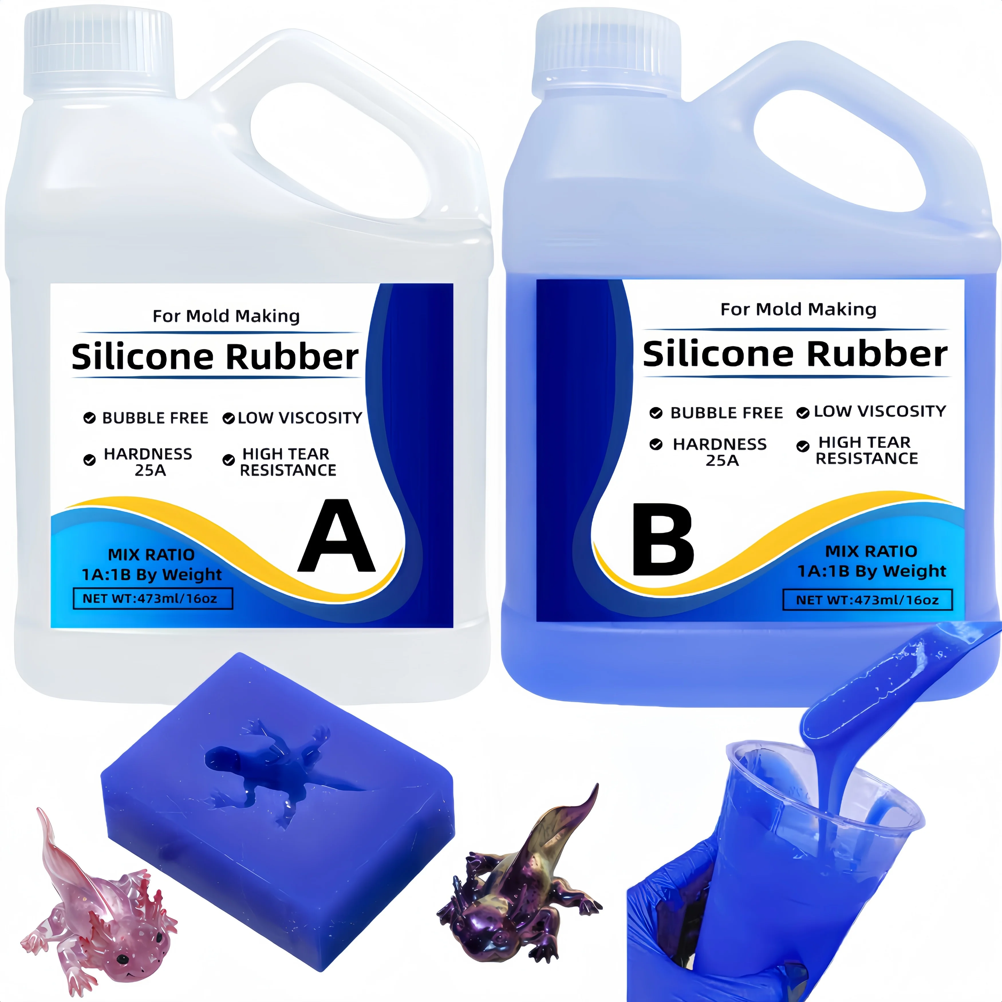 Liquid Silicone Rubber Making Kit, High Perf Fast Curing Non-Toxic Heat Resistant for Resin Soap Wax Crafts & DIY Projects