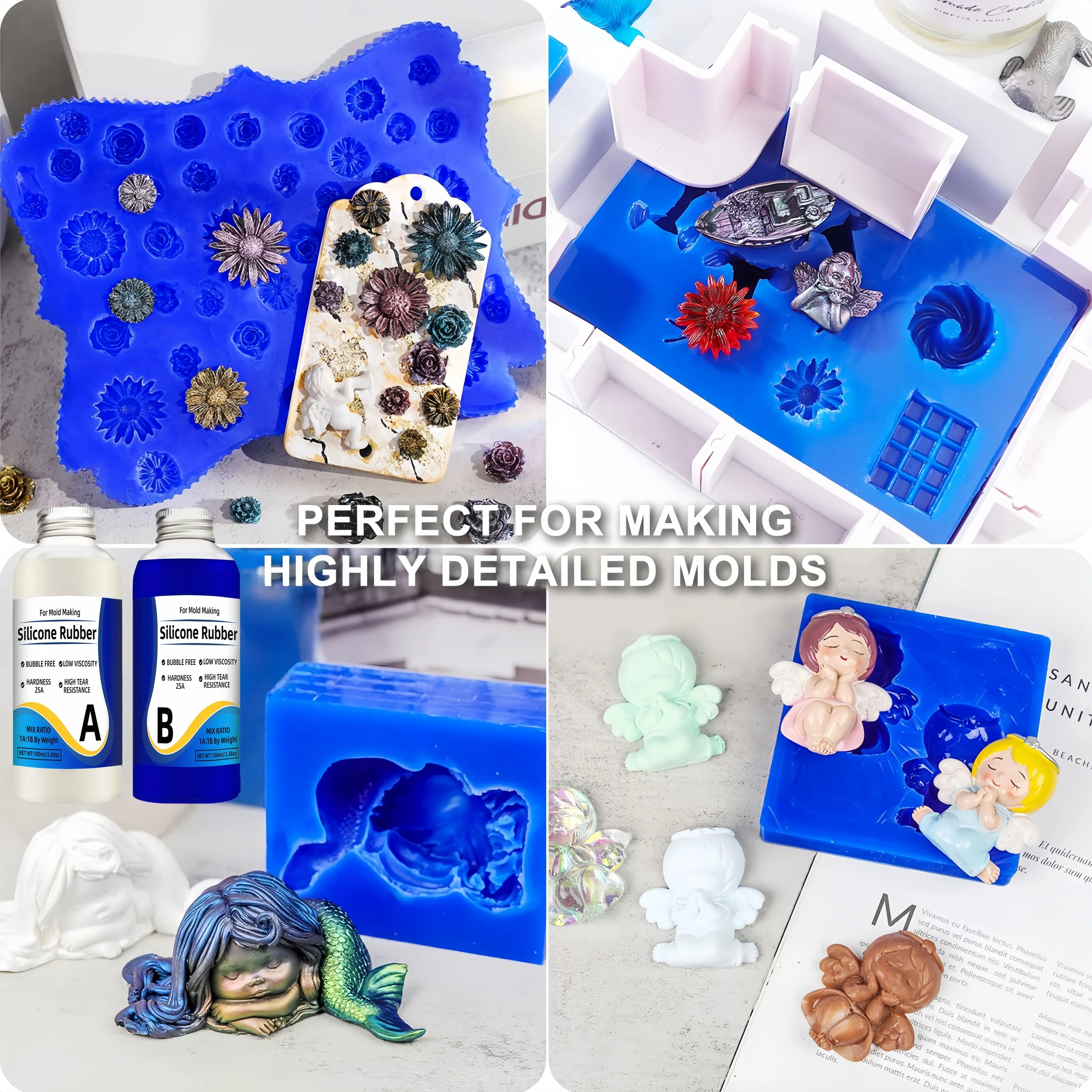 Liquid Silicone Rubber Making Kit, High Perf Fast Curing Non-Toxic Heat Resistant for Resin Soap Wax Crafts & DIY Projects thumbnail 5