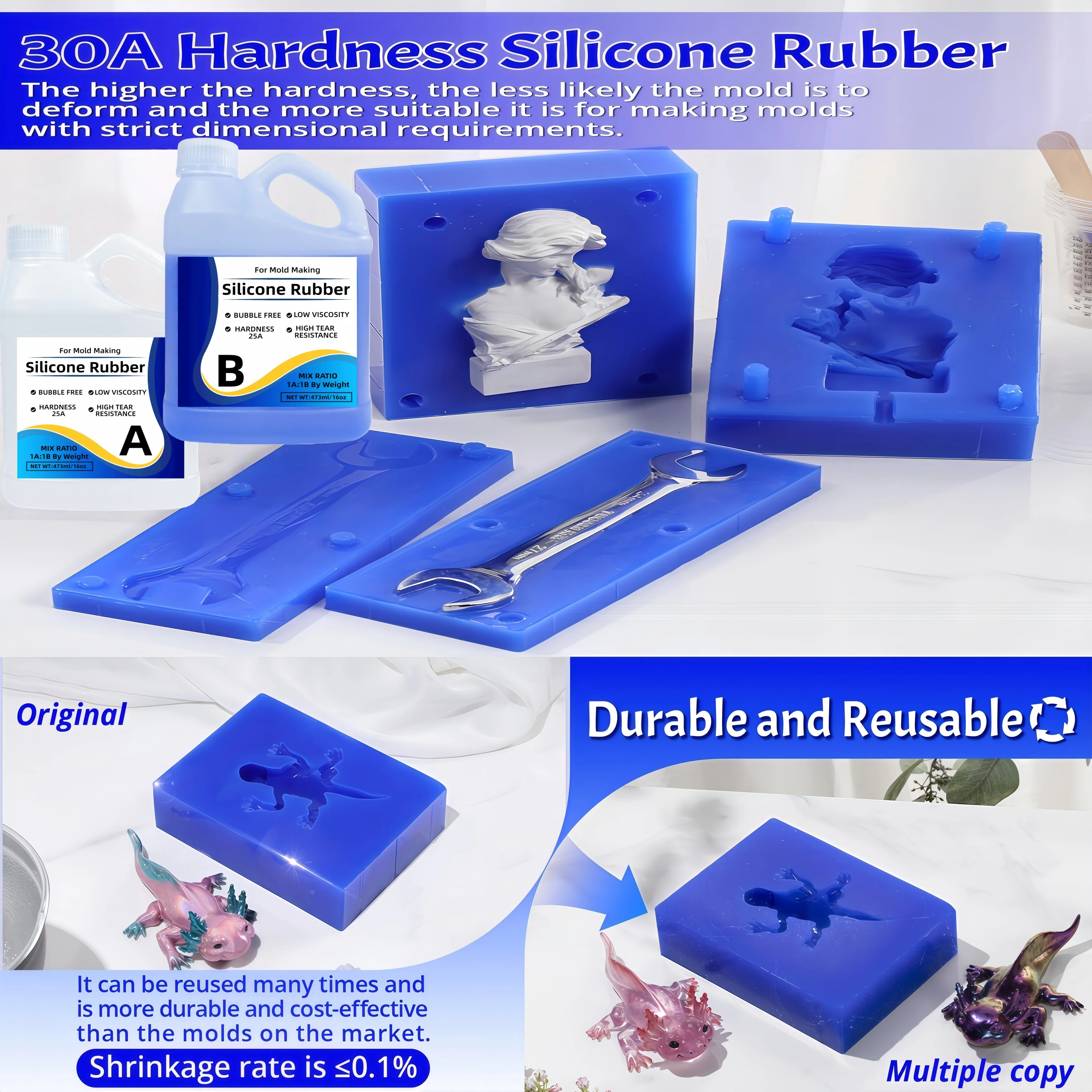 Liquid Silicone Rubber Making Kit, High Perf Fast Curing Non-Toxic Heat Resistant for Resin Soap Wax Crafts & DIY Projects thumbnail 4