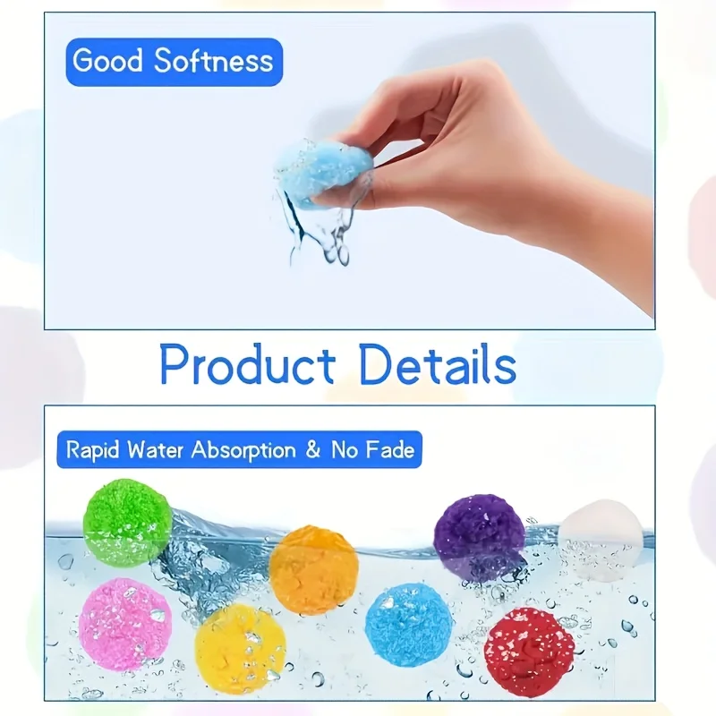 30pcs Reusable Water Balls, Sponge Balls for Swimming Pool Parties, Perfect Summer Gifts, and Cool Summer Temperatures thumbnail 4