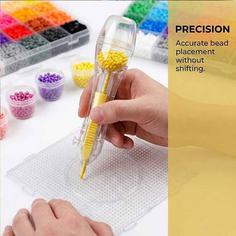 12000pcs 24-color 2.6mm Hama Beads Set With A Fuse Bead Pen and Four Bins Square Nail Board for DIY Pixel Art and 3D Crafts thumbnail 5